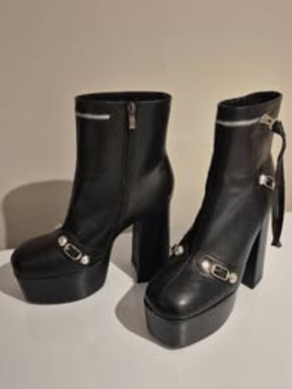Sugarpunk Black Platform Boots Chunky Block Heel Buckle Ankle Bootie Size 9